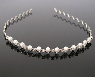 Clear Diamond With Pearl Silver Hair Jewelry