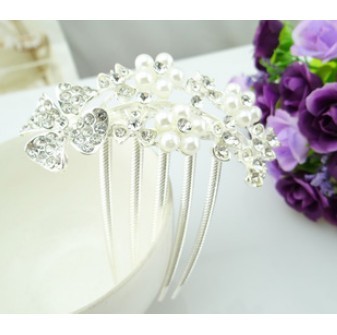 Silver Crystal Stainless Steel Hair Jewelry