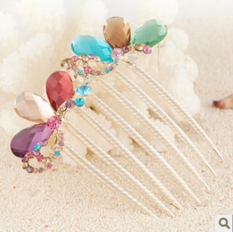 Stainless Steel Clay Red & Green Gem Hair Jewelry