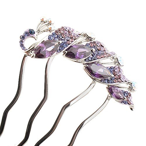 Purple Peacock Zircon Crystal Pin Hair Jewelry