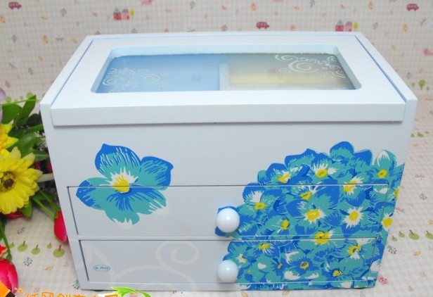 Three Layers Wooden With A Mirror Jewelry Boxes