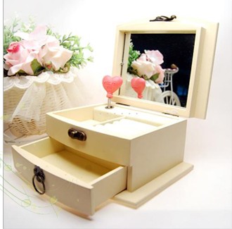 Wooden With Drawers Mirror Cartoon Image On Jewelry Boxes