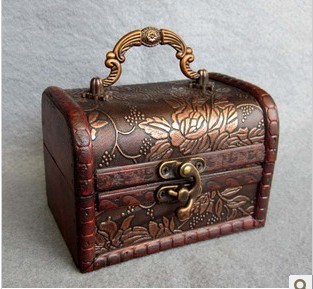 Wooden Rectangular Shape Brown Jewelry Boxes