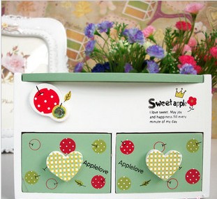 Wooden Green With A Mirror Jewelry Boxes