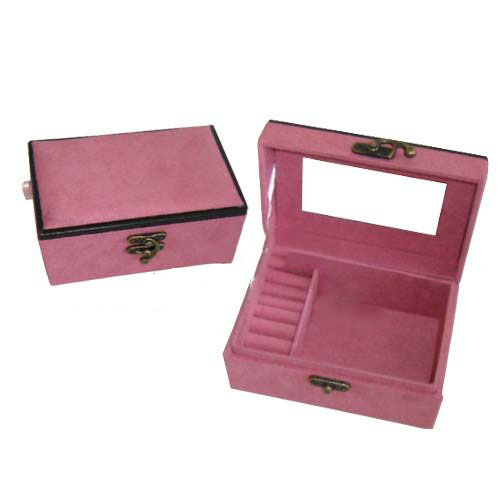Pink Wooden With A Button Jewelry Boxes