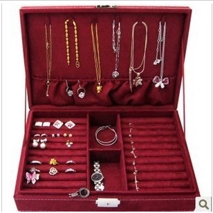 Rectangular Shape Red Wooden Jewelry Boxes