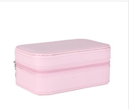 Pink Rectangular Shape Leather & Cotton Jewelry Boxes