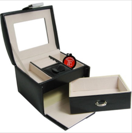 PU Leather Black With Many Positions In Jewelry Boxes