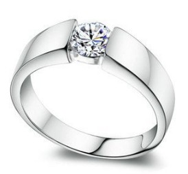 Silver With Crystal Ring Men's Jewelry