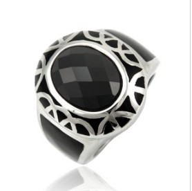 Silver With Gem Rings Men's Jewelry