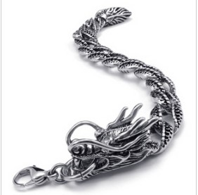 Silver Dragon Bracelet Men's Jewelry