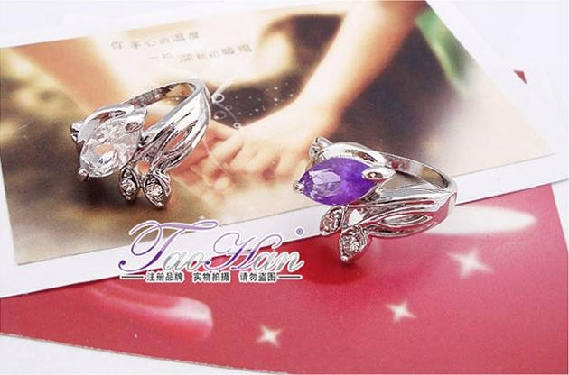 Korea Jewelry Romance Copper Alloy 18K Gold Plated Zircon Rings