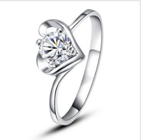 Silver Heart Shape Durable Fashion Wedding & Engagement Rings