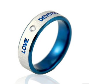 Blue With Love On Stainless Steel Wedding & Engagement Rings