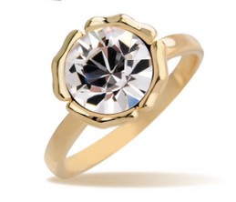 Gold With Diamond Zinc Alloy Wedding & Engagement Rings