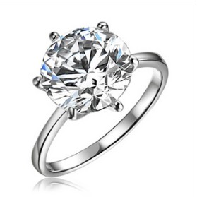With Diamond Stainless Steel Round Shape Wedding & Engagement Rings