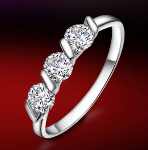 White With Diamond Zinc Alloy Wedding & Engagement Rings
