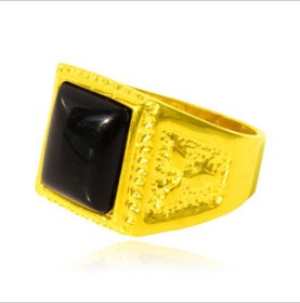 Black Gem With White Diamond Golden Wedding & Engagement Rings
