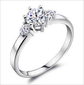 Elegant Dazzling Luxury Sterling Silver Estrella Diamond Engagement Ring