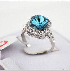 Silver With Square Shape Crystal Alloy Engagement Rings