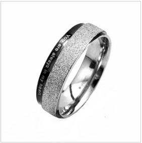 Silver With Letters On Zircon Alloy Wedding Rings