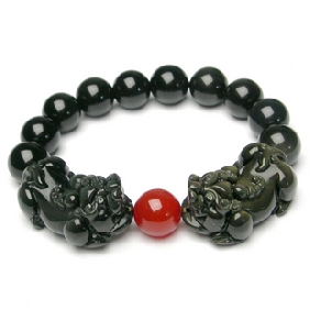 Natural Crystal Obsidian Round Shape Men's Jewelry