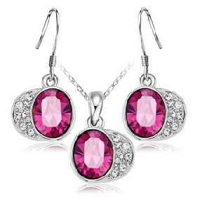 Red Gem With Diamond Engagement & Gift Tungsten Jewelry
