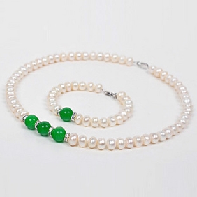 Filled With Green Agate Pearl Natural Tungsten Jewelry