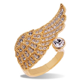 Gold Plated Shiny Angel Wings Shape Wedding & Engagement Rings