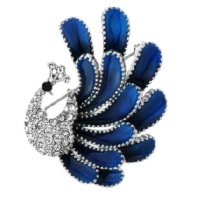 Peacock Shape Blue With Diamond Cuff Links & Tie Clips