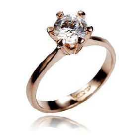 Gold-plated With White Gem Shiny Wedding & Engagement Rings