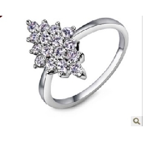 With Light Purple Gem Platinum Silver Plated Wedding & Engagement Rings