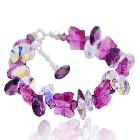 Butterfly Shape Purple Crystal Bracelets & Bangles