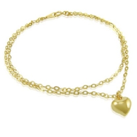 Two Layers Heart Shape Pure Gold Bracelets & Bangles