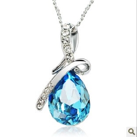 Silver-plated Blue Gem Woman's Pendants & Charms