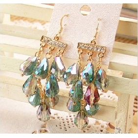 Gradient Crystal Shiny Gold-plating Tungsten Jewelry