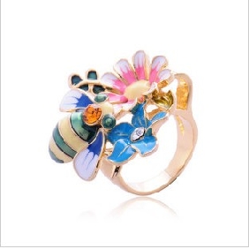 Mixcolor Bee Decoration Gold Plated Wedding & Engagement Rings