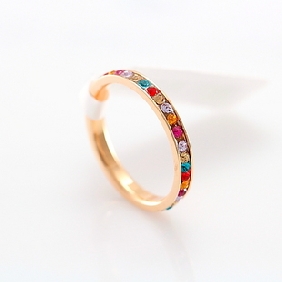 Round Shape With Coloful Diamond Gold Plated Rings