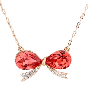 Butterfly Tie Shape Red Gem Elegant Pendants & Charms