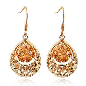 Gold Crystal Sweet Style Earrings