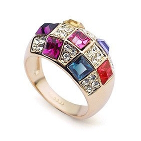 Coloful Gem Shiny Gold-plated Wedding Engagement Rings