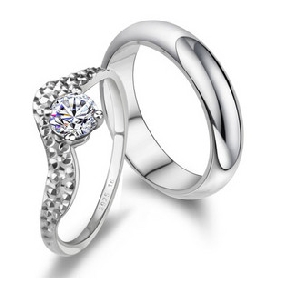 Pure Silver With Diamond Rectangular Shape Wedding Engagement Rings