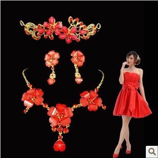 Waves Chain Red Sweet Style Jewelry Sets