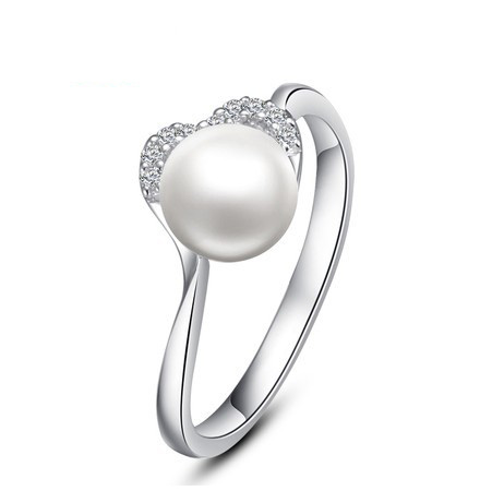 Natural Pearl Silver Elegant Wedding Rings