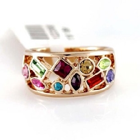 Colorful Gem Gold-plated Elegant Wedding Rings
