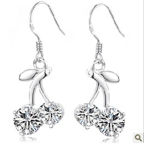 Cherry Shape With Diamond Silver Platinum Jewelry