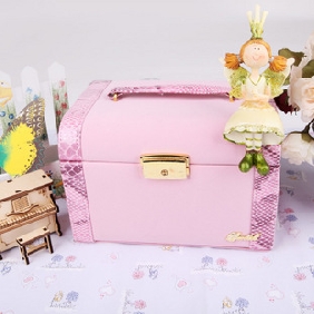 Pink Several Layers High Quality Leather Jewelry Boxes