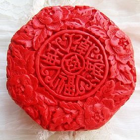 Bright Red Painting Carved Jewelry Boxes