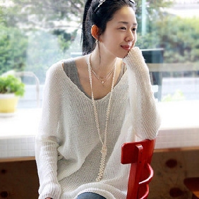 Sweater Chain Long Style White Pearls Pendants