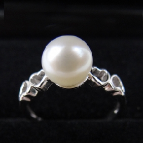 Huge Pearl Silver Plated Woman's Wedding Rings